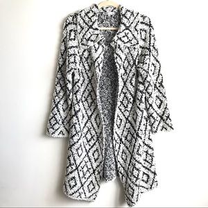 SOLITAIRE geometric knit long cardigan sweater M